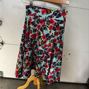 Agnes & Dora Floral A-Line Skirt - Red and Blue